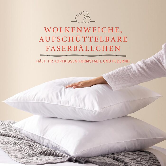 Подушка Pullman 80x80 см - подушка з мікрофібри готельної якості для всіх положень сну, зручна подушка для алергіків з наповнювачем 1000 г, сертифікована подушка для ліжка Oeko-Tex (80 x 80) 80x80 см 1