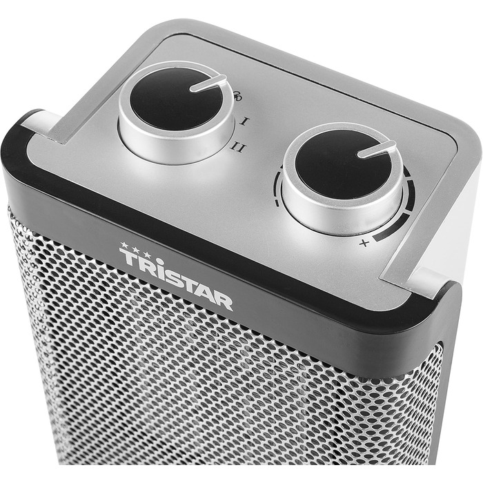 Електричний керамічний вентилятор-обігрівач Tristar - 3 регульовані рівні потужності/регульований термостат/функція вентилятора, KA-5064, чорний, сріблястий вентилятор-обігрівач (настільний)