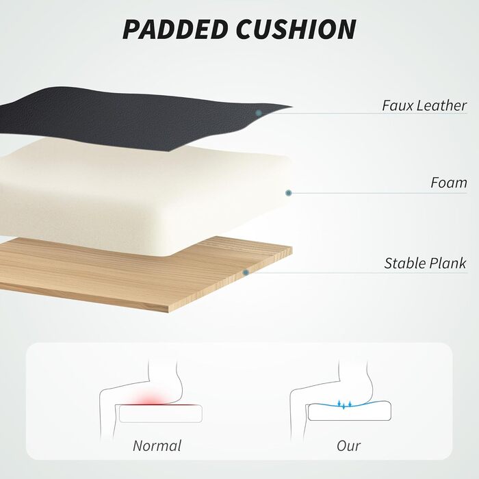 Ергономічне офісне крісло HOMCOM, регульоване на 155 з підставкою для ніг, стільце зі штучної шкіри, стійке до подряпин, легке в догляді, подвійна оббивка, м&39які підлокітники, поворотне регулювання висоти, чорний колір