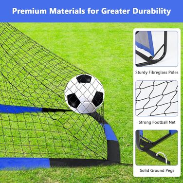 Футбольні ворота MoKo для саду, великі висувні ворота-сітка 150120 см з цільовою дошкою, портативне футбольне тренувальне обладнання для дітей, спортивні ігри на свіжому повітрі, чорний синій, 4*3 фути -