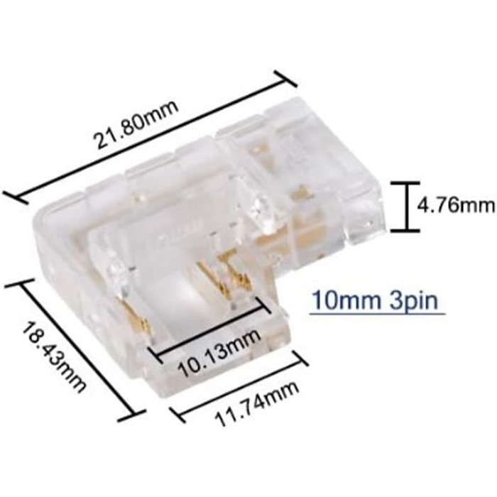 Світлодіодний роз'єм Amefil 10 шт. COB Безшовний кутовий роз'єм 90 градусів L-подібний кутовий роз'єм 3pin 10 мм FOB RGB CCT Стрічковий роз'єм