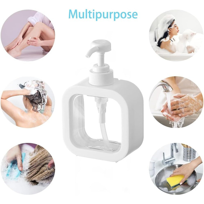 Дозатор для мила 2 шт. Дозатор для гелю для душу, 500 мл Білий насосний дозатор для душу Прозорі пластикові пляшки для шампуню, Ми
