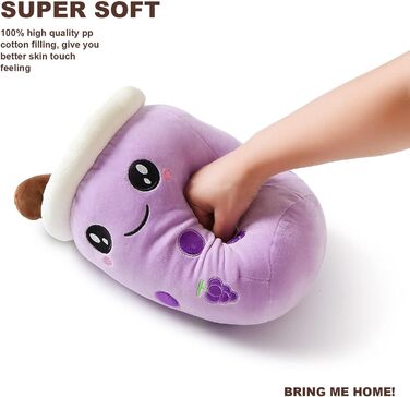 Плюшева іграшка Shownicer Boba Tea, каваї, м&39яка тварина з бульбашкового чаю, плюшева іграшка-подушка, подушка для ляльки у формі чашки молочного чаю, мила іграшка-подарунок для дітей, дівчаток, хлопчиків, фіолетовий виноград, 24 см