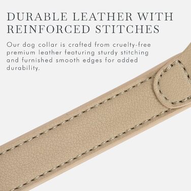 Нашийник для собак Nina Woof Cupertino, з екошкіри, м'який та регульований, з кріпленням для трекера, Бежевий, Розмір XS (обхват шиї 23-30 см)