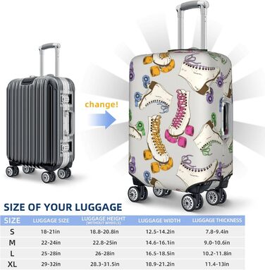 Чохол для валізи TOMPPY в ретро-стилі з яскравим принтом, еластичний, водостійкий, захищає від подряпин, підходить для валіз розміром 45,7-81,3 см, чорний, розмір M