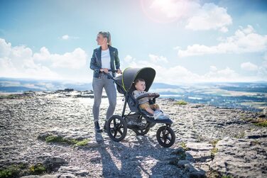 Коляска, триколісна коляска з пневматичними колесами XL для дітей до 22 кг, вентиляційне віконце, регульована по висоті, складна,