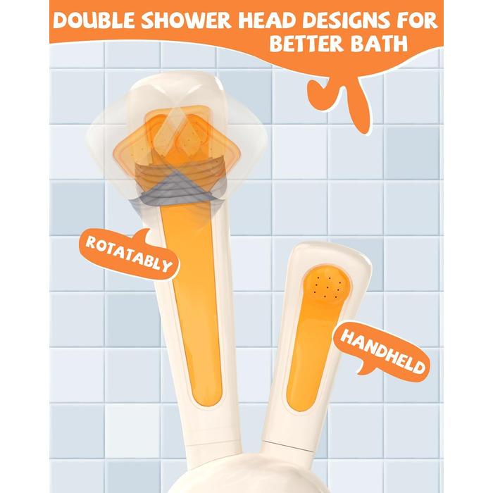 Іграшки для ванни з 2 насадками для душа, електрична іграшка для ванни з розпилювачем води з акумуляторною батареєю, плаваючі твар