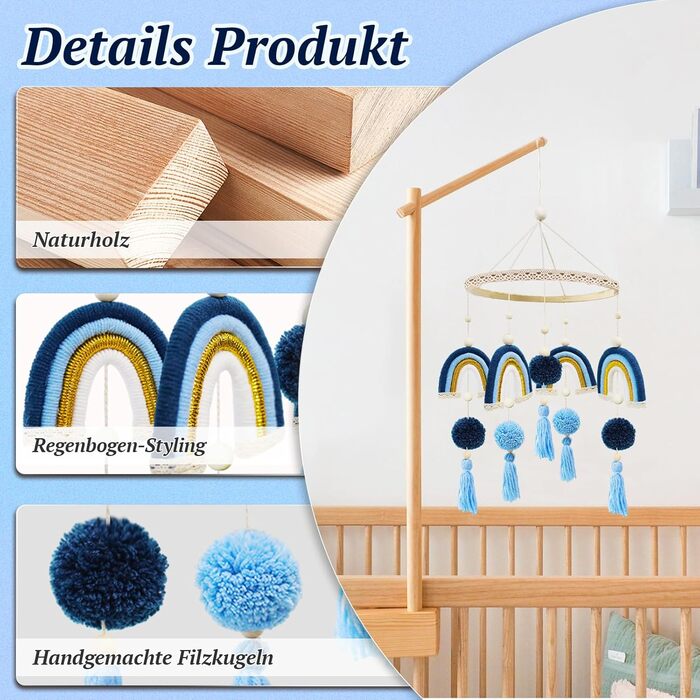 Мобіль на ліжечко  Trayosin «Місяць» з фетровими елементами