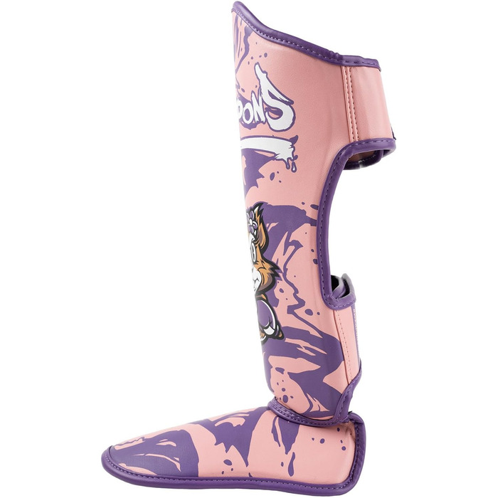 ЗБРОЇ Щитки для гомілок, дитячі, Дженні, рожеві, для тренувань та змагань, високоякісна синтетична шкіра та ідеальна амортизація, муай-тай, К1, ММА, карате та кікбоксинг, розмір S/M, 8