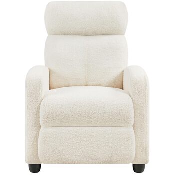 Крісло для відпочинку Yaheetech, крісло для телевізора, одномісний диван, реклайнер з регульованою підставкою для ніг, крісло для відпочинку з тканини букле, кольору слонової кістки.