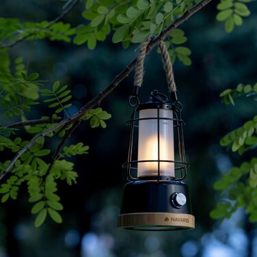 Акумуляторний світлодіодний ліхтар Navaris - Ліхтар для вулиці та приміщень з батареєю - Портативний бездротовий настільний світильник з регульованою яскравістю - Лампа для кемпінгу з регулюванням колірної температури, чорний