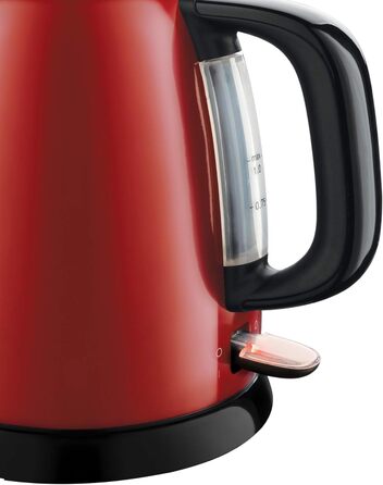 Чайник Russell Hobbs малий 1,0 л Кольори Нержавіюча сталь Червоний (2400 Вт, функція приготування під тиском, знімний фільтр від накипу, зовнішній індикатор рівня води, маленький туристичний чайник) Чайник 24992-70