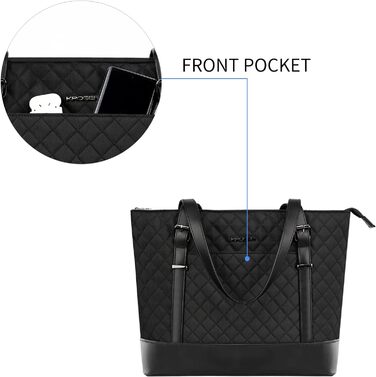 Сумка для ноутбука жіноча чорна елегантна сумка для ноутбука 15.6 дюймів велика легка сумка для бізнесу/школи/подорожей - MEHRWEG