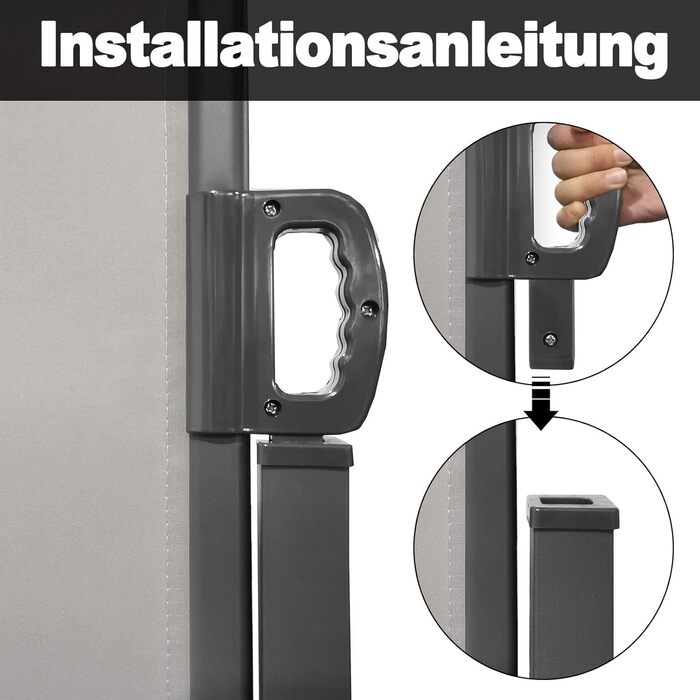 Розсувний бічний тент для балкону, сонцезахисний навіс, екран для забезпечення приватності, водонепроникний та вітронепроникний, виготовлений з поліестеру, для саду, патіо, дитячих майданчиків та кемпінгу (200x600 см, сірий) 200x600 см сірий