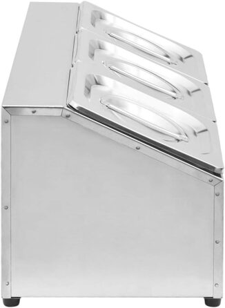 Підставка vidaXL Gastronorm з 3 контейнерами GN 1/6, кришками, верхньою полицею, стійкою для гастроконтейнерів, контейнерами для інгредієнтів, нержавіюча сталь, 49,7 x 22,5 x 21,5 см (22,5 x 49,7 x 21,5 см)