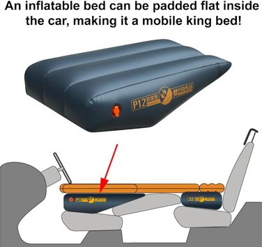 Надувний матрац для автомобіля - Ліжко на передньому сидінні автомобіля, Надувна подушка для автомобіля Надувна передня подушка для автомобільного матраца, Водонепроникний товстий надувний матрац з ПВХ, Герметичний P12-Чорний