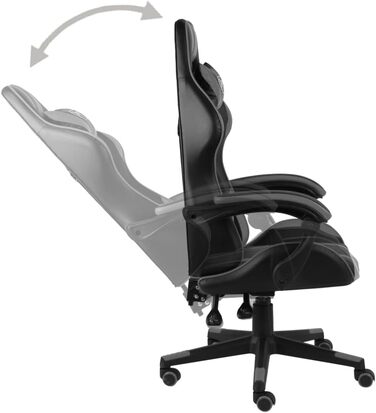 Ігрове крісло LAPOOH, офісне крісло, ігрове крісло, письмове крісло, обертове крісло, чорно-сіра штучна шкіра