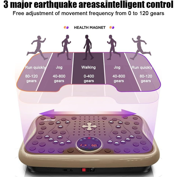 Вібраційна пластина Тренажер для всього тіла з сенсорним світлодіодним екраном Тренажер для масажних тренувань Вібраційна платформа, максимальна вага користувача 330 фунтів