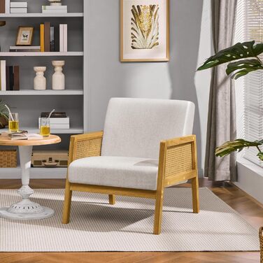 Крісло Yaheetech з оббивкою, зручне м&39яке крісло з підлокітниками, виготовлене з ротанга, одномісний диван для вітальні/приймальні/читального куточка