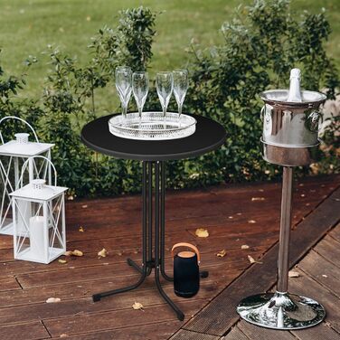 Складаний стоячий стіл, стіл для бістро, Ø 80 см, круглий, садовий стіл для приміщень/вулиці, стіл для вечірок для заходів, барів, клубів або ресторанів (чорний)