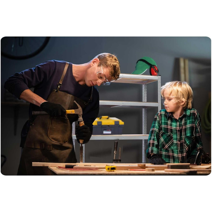 Металевий стелаж, стелаж для зберігання - полиця для зберігання та організації речей у складських приміщеннях, підвалах, гаражах, підсобних приміщеннях - виготовлений з металу та МДФ-плити - до 540 кг, розмір 150 x 75 x 30 см