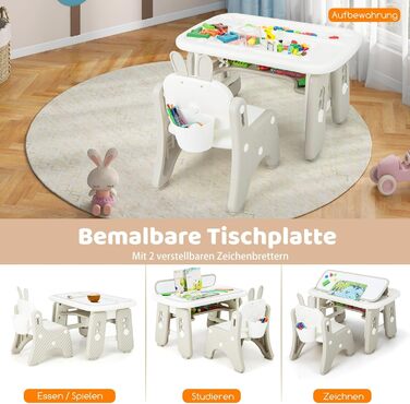 Дитячий стіл зі стільцем, дитяча зона відпочинку з місцем для зберігання, регульований по висоті дитячий стіл з відкидною книжково