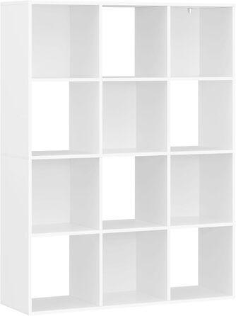 Книжкова полиця eSituro з 12 відділеннями, окремостояча кубічна полиця, відкрита полиця-перегородка для кімнати, сучасна стояча полиця, для вітальні, дитячої кімнати, офісу, спальні, 9120x29 см, білий