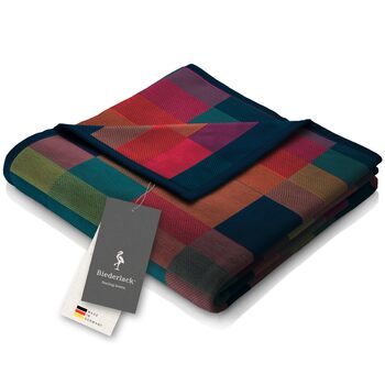 Пухнасто-м&39який плед biederlack із бавовняної суміші Зроблено в Німеччині Сталий розвиток Барвистий плед Color Squares Blue зелено-блакитного кольору Сертифіковано Oeko-Tex Плед для дивана 150x200 см синьо-різнокольоровий