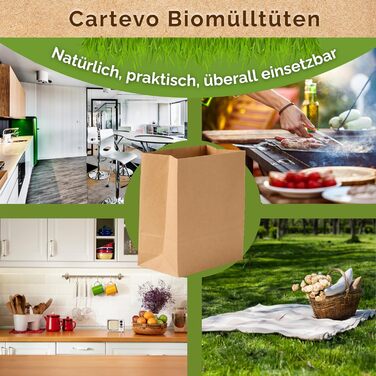 Преміальні пакети для органічних відходів об&39ємом 20 л - 50 упаковок надзвичайно стійких до розривів та вологи паперових пакетів для кухні, контейнерів для органічних відходів та контейнерів для органічних відходів Паперові пакети без пластику, екологіч