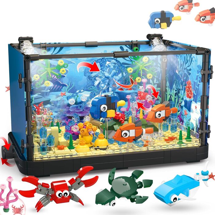 Конструктор Jorumo Aquarium Building Block, 725 деталей, підсвічуваний акваріум