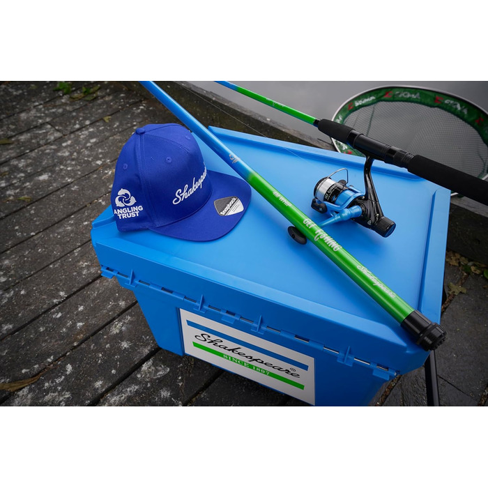 Коробка для сидіння Shakespeare дуже водостійка, велика місткість для зберігання снастей подвійний механізм блокування, надзвичайно глибока кришка для солоної та прісної води, синій колір