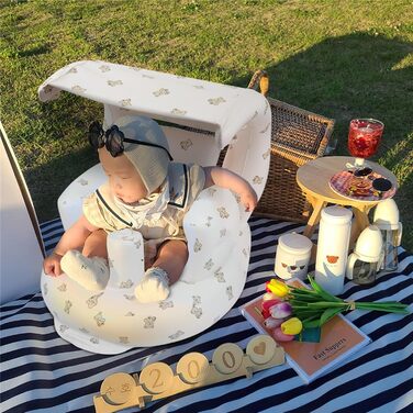 Надувне дитяче крісло з сонцезахисним козирком для дітей від 3 місяців, дитячі підлогові сидіння для сидіння, дитячі сидіння для м