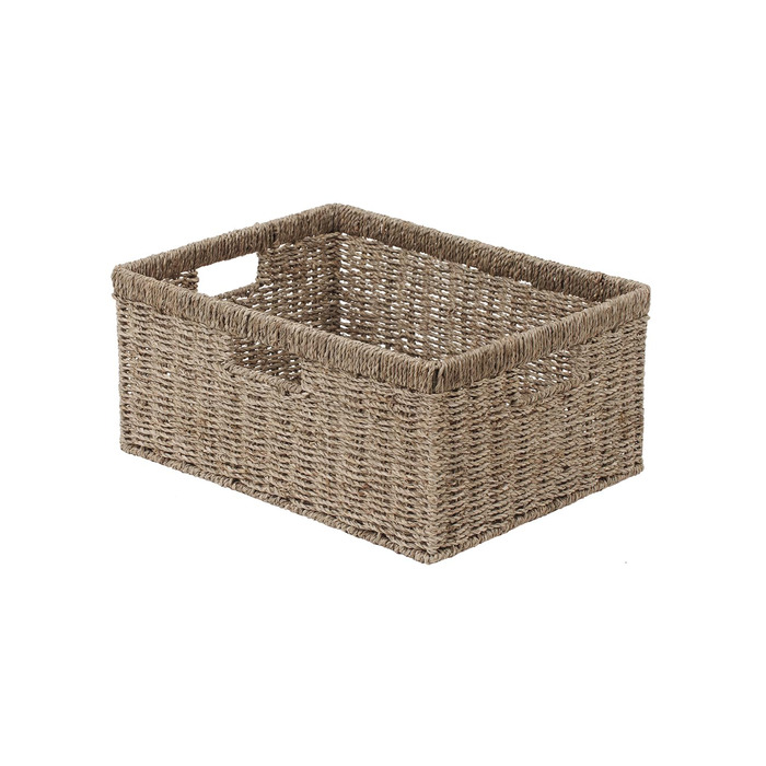 Кошик для зберігання StorageWorks Jumbo Woven з гіацинтової морської трави, надзвичайно великий кошик для зберігання, кошик-поличка для організації, кошик з натуральної морської трави, прямокутний кошик з подвійними ручками, 42 x 33 x 19 см, натуральний к