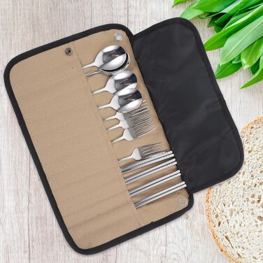 Набір столових приборів PACKOVE для кемпінгу та пікніків, нейлоновий посуд із сумкою для перенесення для барбекю та активного відпочинку на свіжому повітрі