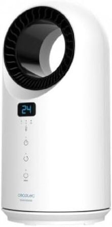 Нагрівач Cecotec з низьким споживанням енергії Ready Warm 8200 без лопатей, потужність 1500 Вт, пульт дистанційного керування, світлодіодний екран, сенсорне керування, 3 режими, коливання 60, таймер, потрійна система безпеки, білий колір Екран