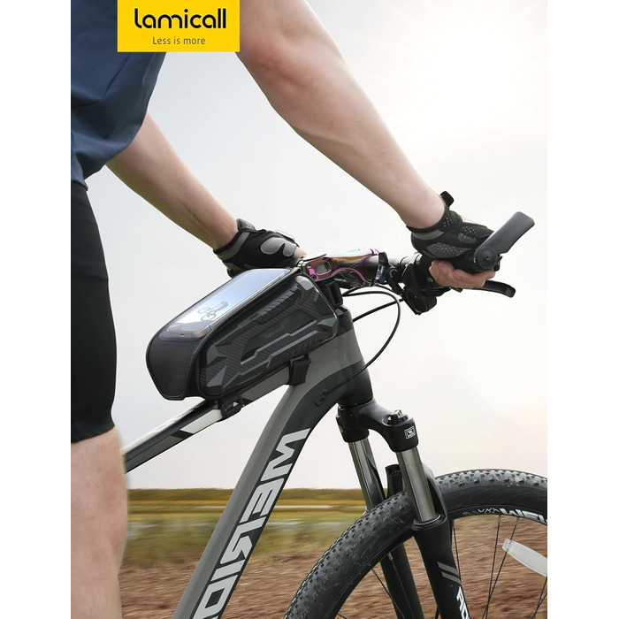 Сумка для велосипедної рами Lamicall, сумка для велосипедної рами - відкриття та закриття однією рукою водонепроникна сумка для мобільного телефону об&39ємом 1,6 л, сумка для велосипеда на верхню трубу мобільного телефону з чутливим сенсорним екраном TPU