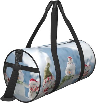 Спортивна сумка, дорожня сумка, зимовий принт Сніговик, сумка для ночівлі, чорна, універсальний розмір, сумка для подорожей