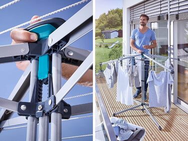 Сушарка Leifheit LinoPop-Up 140, що стоїть, ротаційна сушарка для білизни з чотирма плечима, компактна сушарка, що стоїть, автоном