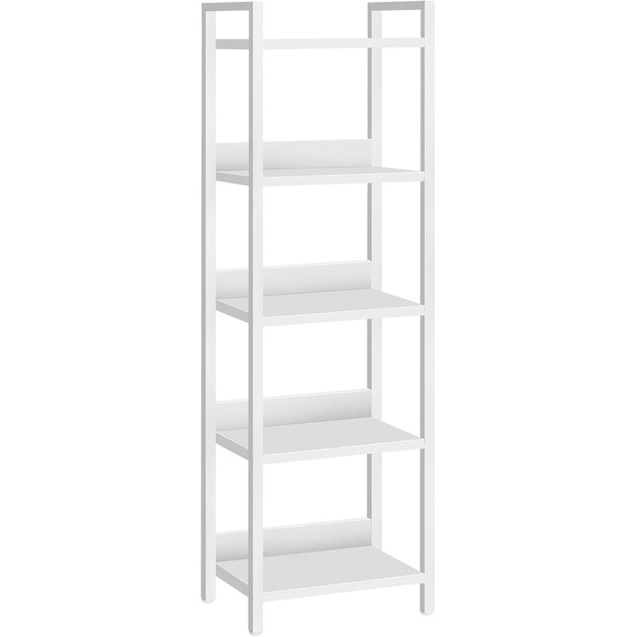 Книжкова полиця, окремостояча книжкова полиця, з 5 полицями, 24 x 33 x 131 см, відкриті полиці для вітальні, спальні, офісу, з металевим каркасом, біла ABKBW5501N1 Білий 33 x 24 x 131 см (Д x Ш x В)
