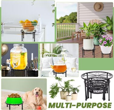 В-1 Набір металевих підставок для квітів Чорний колір Вітальня, Квітковий табурет Садовий для використання в приміщенні та на вулиці, Полиця для квітів Балконна полиця для рослин Декоративна підставка для рослин Приміщення та на вулиці Декор - Різна висот