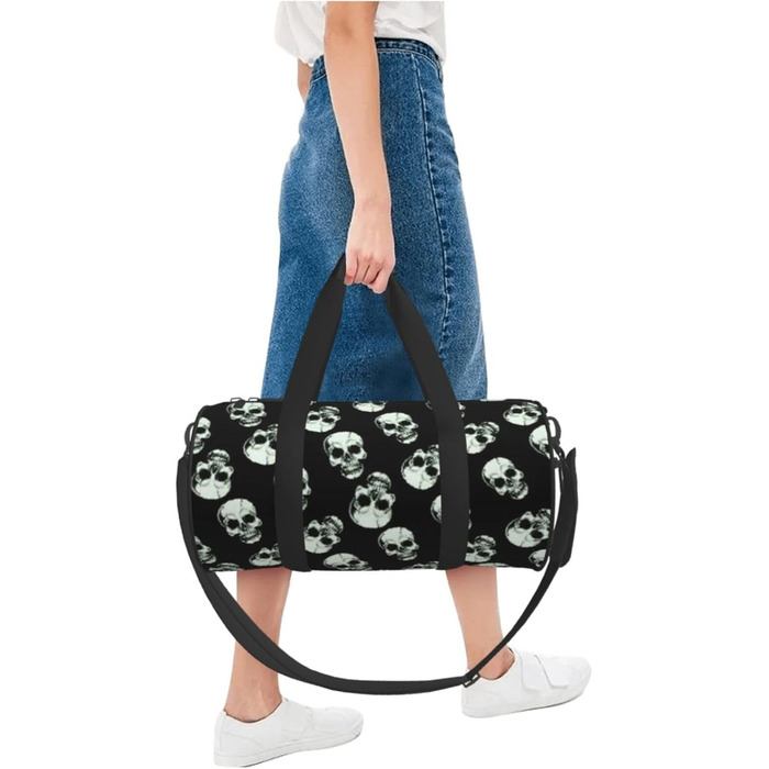 Дорожня сумка Happy Dolphin Runde великої місткості, легка та міцна, ідеальний подарунок для подорожей, відпустки, ділових поїздок та іншого, Чорний череп, універсальний розмір