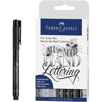 Чорнильна ручка Faber-Castell Pitt Artist Pen, ширина лінії S, колір 199, чорний в т.ч. 8 написів від руки