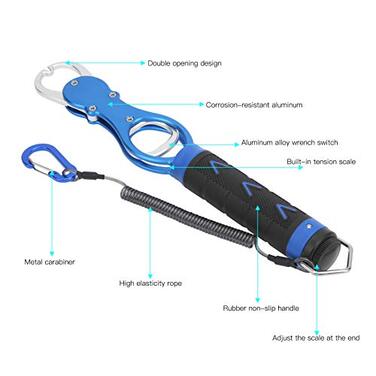 Рибний контролер ваги алюмінієвого сплаву риболовля хапачка для обробки та зважування інструмент для риби губа захоплення інструмент (синій)