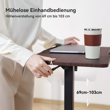 Приліжковий столик SIHOO D01 Стіл для ноутбука з регульованою висотою та можливістю нахилу на колесах для використання в лікарнях та вдома, темно-коричневий