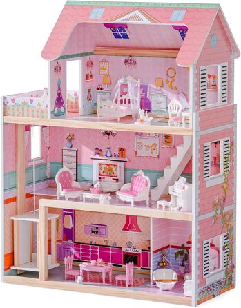 Дерев&39яний ляльковий будиночок ROBUD для дітей, іграшка-подарунок для дівчаток та хлопчиків віком 3, 4, 5, 6 років, милий ляльковий будиночок