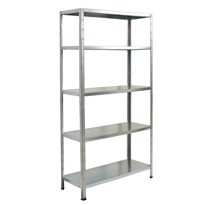Система стелажів SCHULTE з 5 полицями PowerMAX, вантажопідйомність 65 кг, 190x100x40 см (ВxШxГ), оцинкована, полиця для зберігання, полиця для майстерні, полиця для підвалу, полиця для гаража, металева полиця