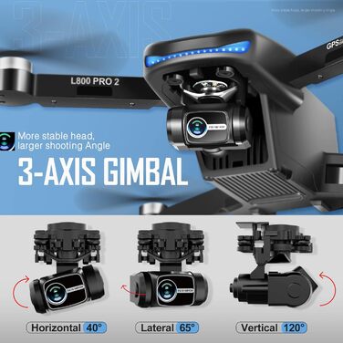 Дрон HHD з камерою 4K для дорослих початківців, SD-карта на 32 ГБ у комплекті, 3-осьовий стабілізатор, передача відео на 10000 фут