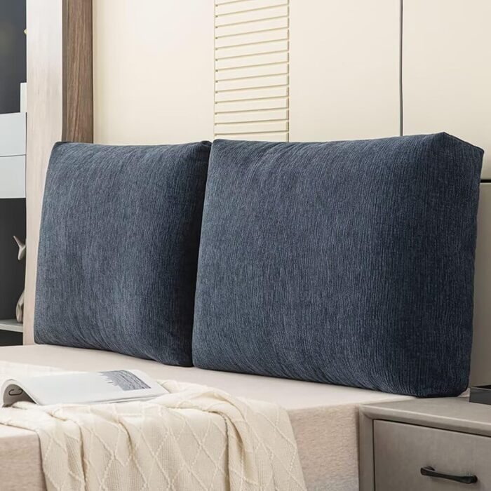 Подушка для спинки ліжка, комплект з , 905515 см, шеніл, висока подушка для спини з чохлом, який можна прати, ергономічна подушка для читання біля узголів&39я, велика подушка для ліжка, подушка для спинки дивана, диван, настінний, синій, 905515 см