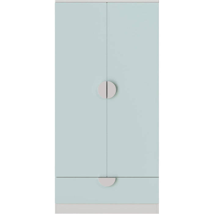 Дитяча шафа Sandnes з 2 дверима та 1 шухлядою, штанга для одягу, дитяча кімната, 123 x 60 x 40 см, м&39ятно-зелений/білий