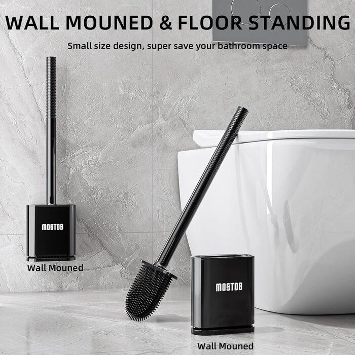 Щітка для туалету силіконова, щітка для туалету з силікону зі швидковисихаючим тримачем, антибактеріальна щітка для туалету та три